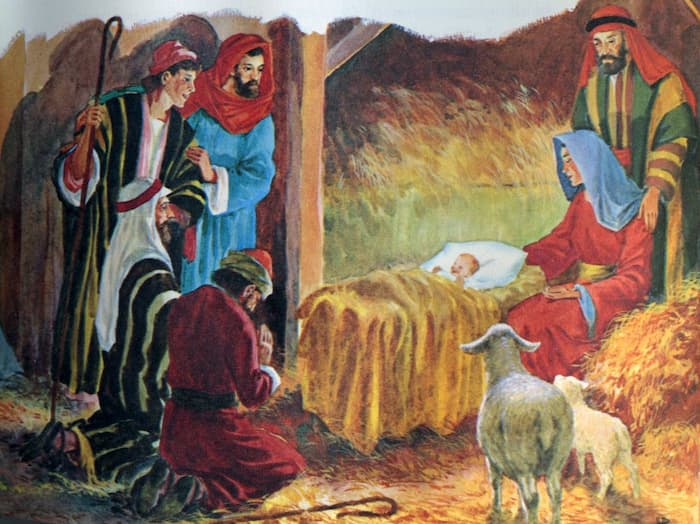 Shepherds visit Jesus
